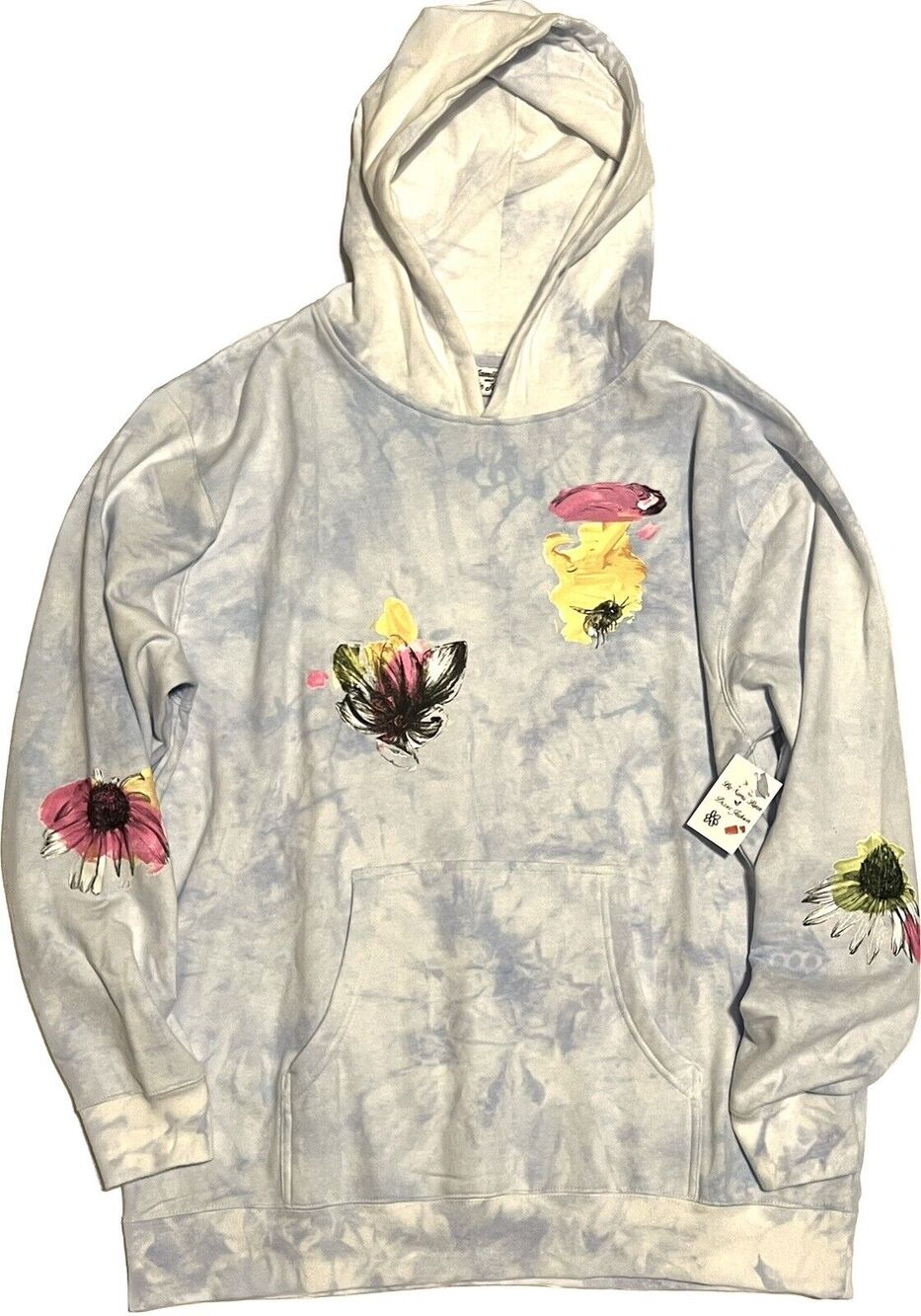 Samii Ryan Dessie Jackson Tie Dye Hoodie Size XL Sweatshirt Painted Flowers BEE